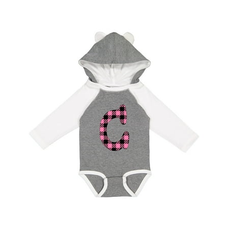 

Inktastic Pink Buffalo Plaid Initial C Gift Baby Boy or Baby Girl Long Sleeve Bodysuit