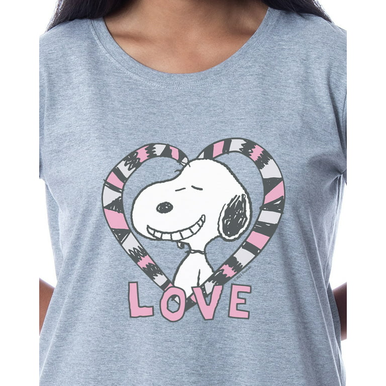 Peanuts Womens' Snoopy Love Valentine's Day Nightgown Sleep Pajama Shirt  (L)