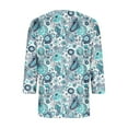 thumbnail image 5 of CYMMPU Loose Fit T-Shirts 3/4 Sleeve Blouses for Women Dressy Casual V Neck Summer Fashion Shirts Spring Tops Floral Pattern Business Elegant Work Topss Sky Blue XXL, 5 of 6