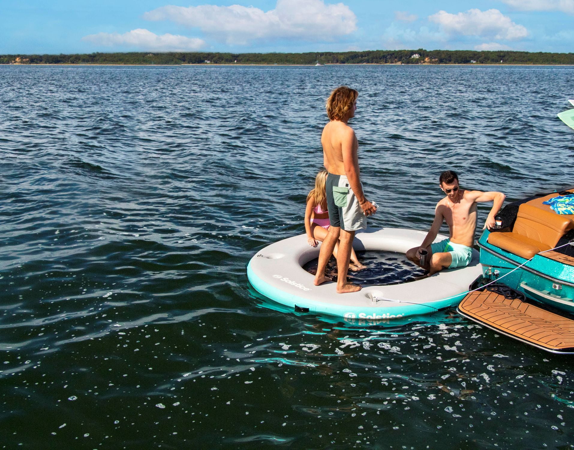 Swimline Inflatable Circular Mesh Dock - 8' - Blue and White