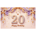 thumbnail image 3 of Floral Design Happy Birthday Banner Milestone Celebration Decorative 20th Birthday Party Backdrop for Indoor Party Outdoor Celebration Event Decor, 3 of 8