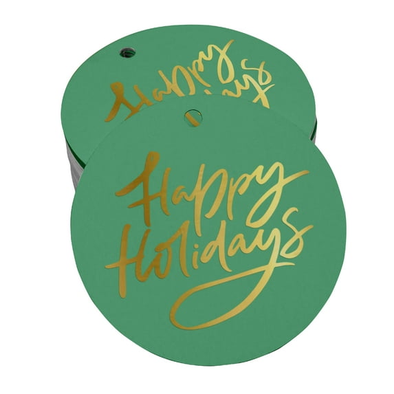 Inkdotpot Pack Of 100 Real Gold Foil Paper Tags Happy Holiday Favor Hang Tags