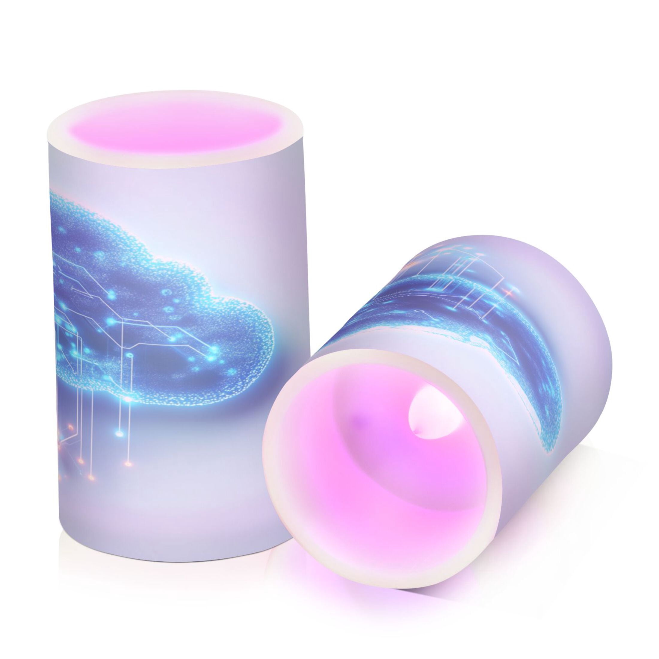 2 PCS Flameless Candles with Remote Timer LED Battery Operated Flickering Candle Light for Wedding Table Home Decoration Gifts Glowing Blue Clouds