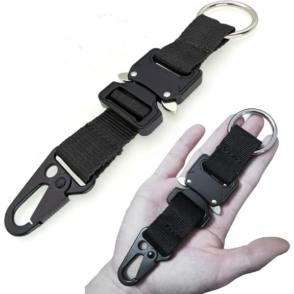 Tactical Key Chains for Mens, Keychain Clip & Lanyard Hook: Durable Key Clip for Belt, Stylish & Compact Key Chain Clip for Men and Women Outdoor Backpack Accessory Hook Hiking. (Black)