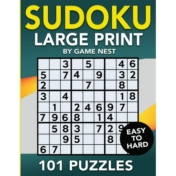 sudoku 101 puzzles easy to hard one puzzle per page easy medium and hard puzzle book for adults large print paperback walmart com