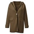 thumbnail image 4 of (clearance)IDALL Woolen Coat Trench Coat Women Outwear Coat Slim Color Ladies Long Warm Trench Wool Casual Fashion Cardigan Open Jacket Sleeve Long Overcoat Coat Parkas Peacoat Brown S, 4 of 6