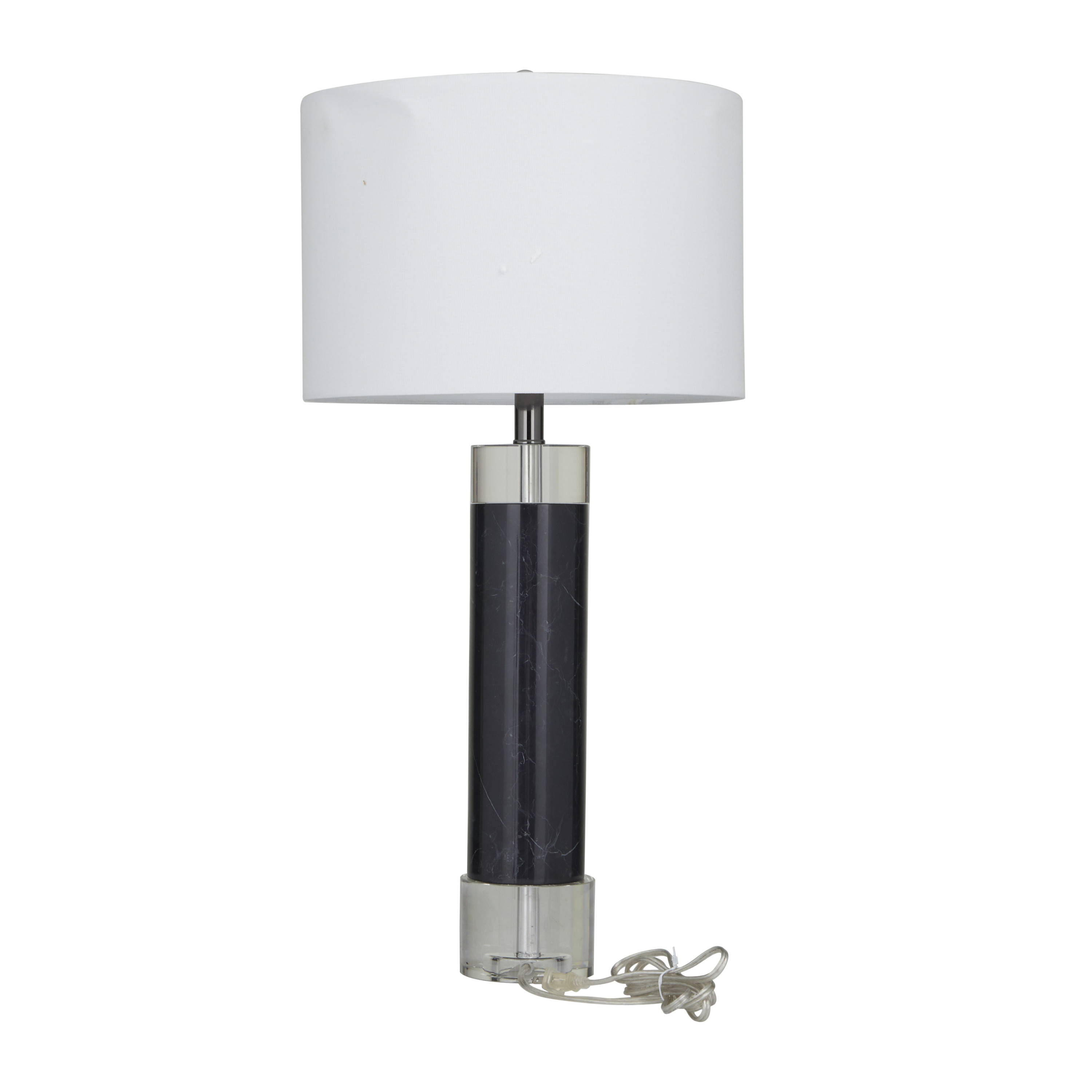 DecMode 29" Slender Stand Black Table Lamp with White Cotton Shade