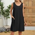thumbnail image 5 of Levmjia Womens Summer Dress Sleeveless Casual Round Neck Flowy Polyester Solid Color Flowy Beach Vacation Sexy Comfortable Lightweigh Multiple Colors Available, 5 of 6