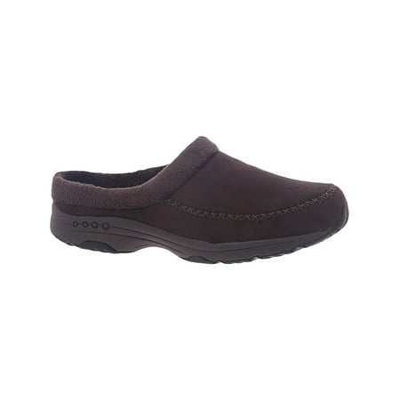 

Easy Spirit Womens Travel Time Faux Suede Mules Brown 6 Extra Wide (E+ WW)