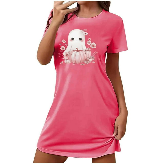 Camisón corto de talla grande para mujer, camisón de manga corta con estampado de pecho a la moda, camisón para mujer