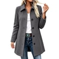 thumbnail image 4 of Elegant Wool Coat for Women Notch Lapel Long Sleeve Button Front Mid Length Casual Outerwear, 4 of 8