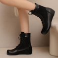 thumbnail image 3 of LOVZFMLL Bottes pour Femmes Bottillons à Lacets Bout Rond Sangles Ajustables Talon Plat Mode Décontracté Bottes Chaussures d'Automne Hiver, 3 of 5