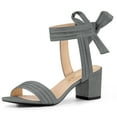 thumbnail image 1 of BLISSFUL STEP Women's Open Toe Ankle Tie Back Block Heels Sandals Grey (Size 10), 1 of 6