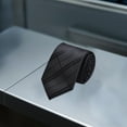 thumbnail image 2 of Black Mens Solid Color High-Grade Polyester Filament Handmade Necktie For Business And Daily Wear Professional Workwear Accessory Available In Black Color Free Size Width 3.15 Inch Length, 2 of 4