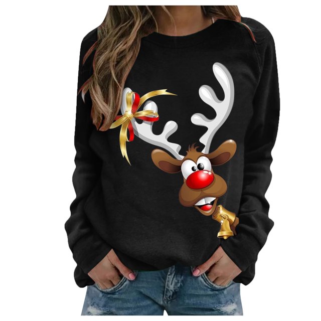 Femmes de Noël Pullover Hoodie Soft Outwear Manches Longues Fermeture Blouse Graphique Imprimé Sweat-Shirt de Mode Veste de Longueur Moyenne Col Rond Hiver Cardigan