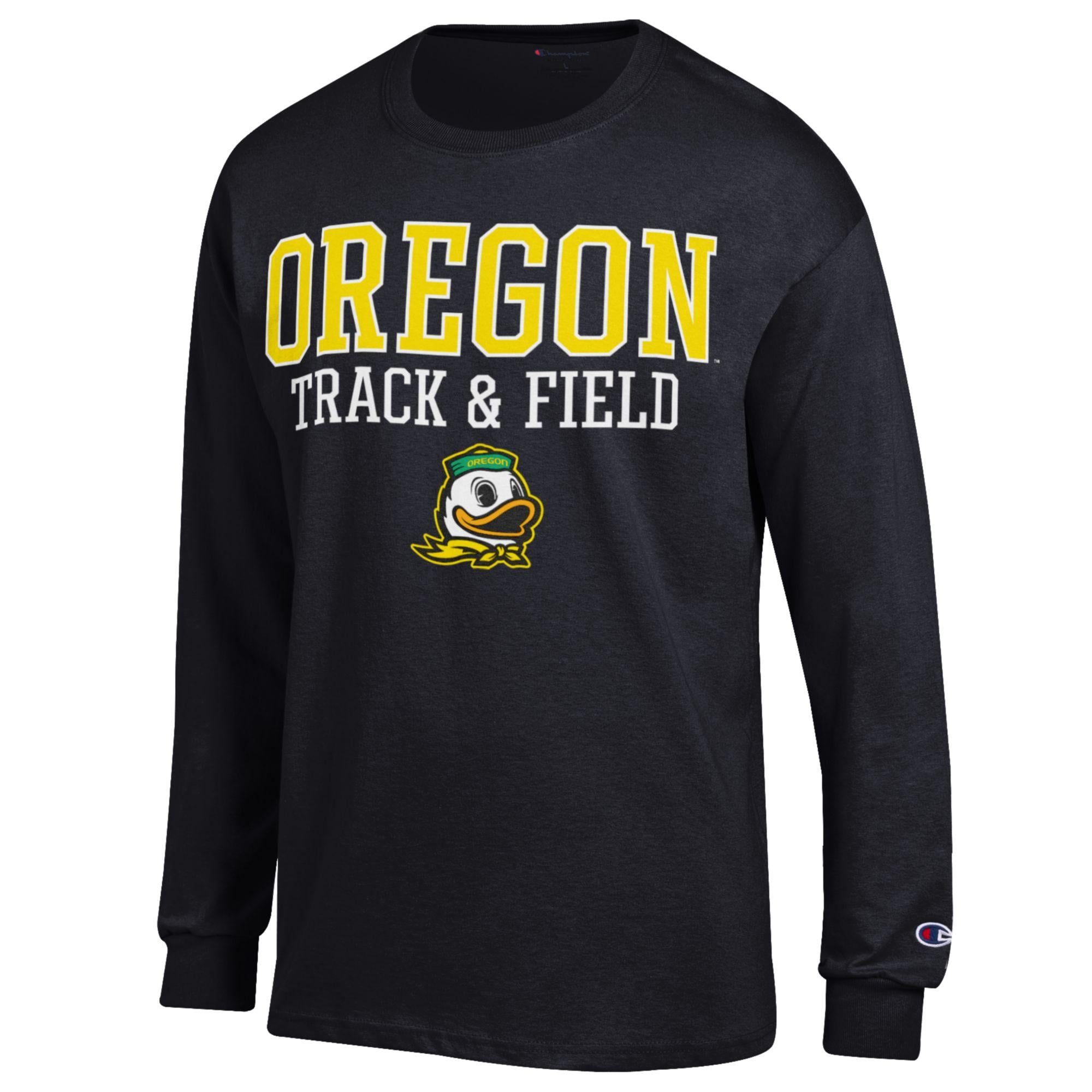 Men's Champion  Black Oregon Ducks Track & Field Stack Long Sleeve T-Shirt