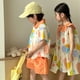 thumbnail image 3 of Conjunto de ropa de verano para niños, camisa y pantalones cortos con solapa estampada para niño, 2 uds., vestido elegante con cuello de pétalo para niñas, traje para hermanos y vacaciones, 3 of 6