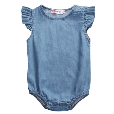 

Arvbitana Baby Girls Romper Newborn Denim Jumpsuit Infant Sleeveless One-piece Bodysuit