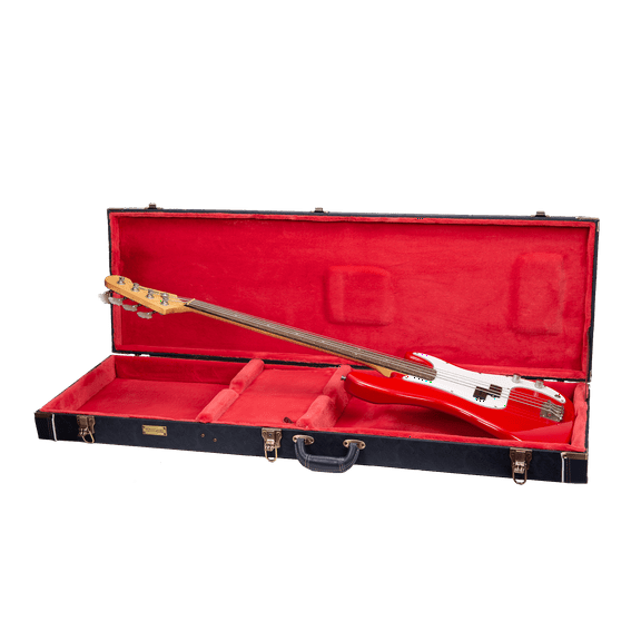 Crossrock Relief Series - Premium Wooden Case for Electric Bass Guitars, featuring a Highly Textured Surface and Mink Imitation Fleece Interior - Ocean Blue