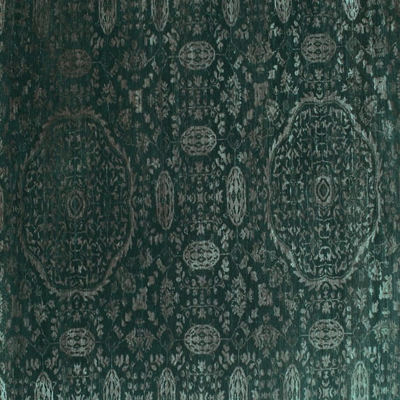 Ahgly Company Machine Washable Indoor Square Abstract Turquoise Blue Contemporary Area Rugs, 6' Square