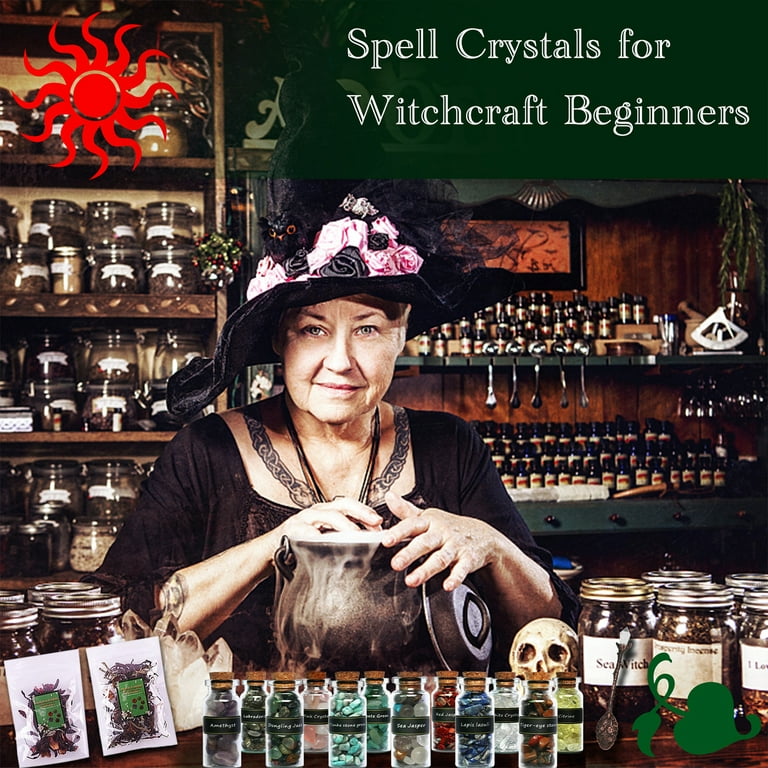 HXXF Witchcraft Supplies Kit 110 PCS, Beginner Witchcraft Kit for Altar  Supplies,Wiccan Supplies and Tools- Crystal Jars, Dried Herbs, Colored  Candles, Spiritual Items for Witch Spells Altar Decor 