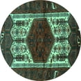 thumbnail image 1 of Ahgly Company Indoor Round Persian Turquoise Blue Traditional Area Rugs, 7' Round, 1 of 4