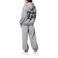 thumbnail image 4 of UJNDER Women's Casual Tracksuit Set Letter Print Drawstring Hoodie Jogger Pants Long Sleeve Zip Up Outfit with Pockets Pant Suits for Women Grey XXXL, 4 of 4