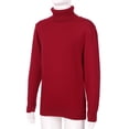 thumbnail image 4 of RUNQHUI Chandail Tricoté à Col Roulé Côtelé Manches Longues pour Garçons et Filles Hiver Chaud Rouge 110, 4 of 7