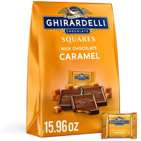 GHIRARDELLI Milk Chocolate Candy SQUARES with Caramel Filling, 15.96 oz Bag