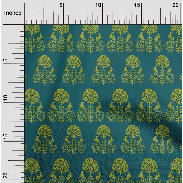 oneOone Cotton Poplin Fabric Leaves & Floral Block Printed Fabric 1 ...