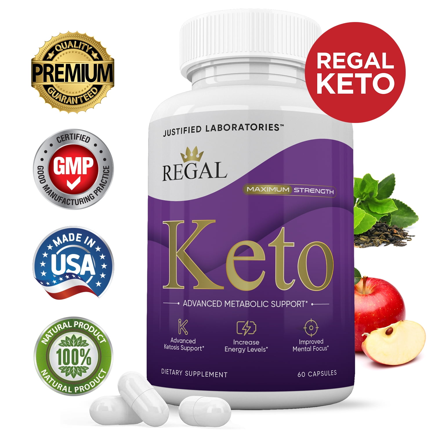 Regal Keto Pills 800MG Includes Apple Cider Vinegar goBHB Exogenous Ketones Advanced Ketosis Support for Men Women 60 Capsules