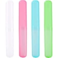 thumbnail image 3 of 4 Pack Toothbrush Cases Travel Holder Portable Container Case Plastic Carrier Cover for Traveling, Bathroom, School, Home, Camping, 3 of 3
