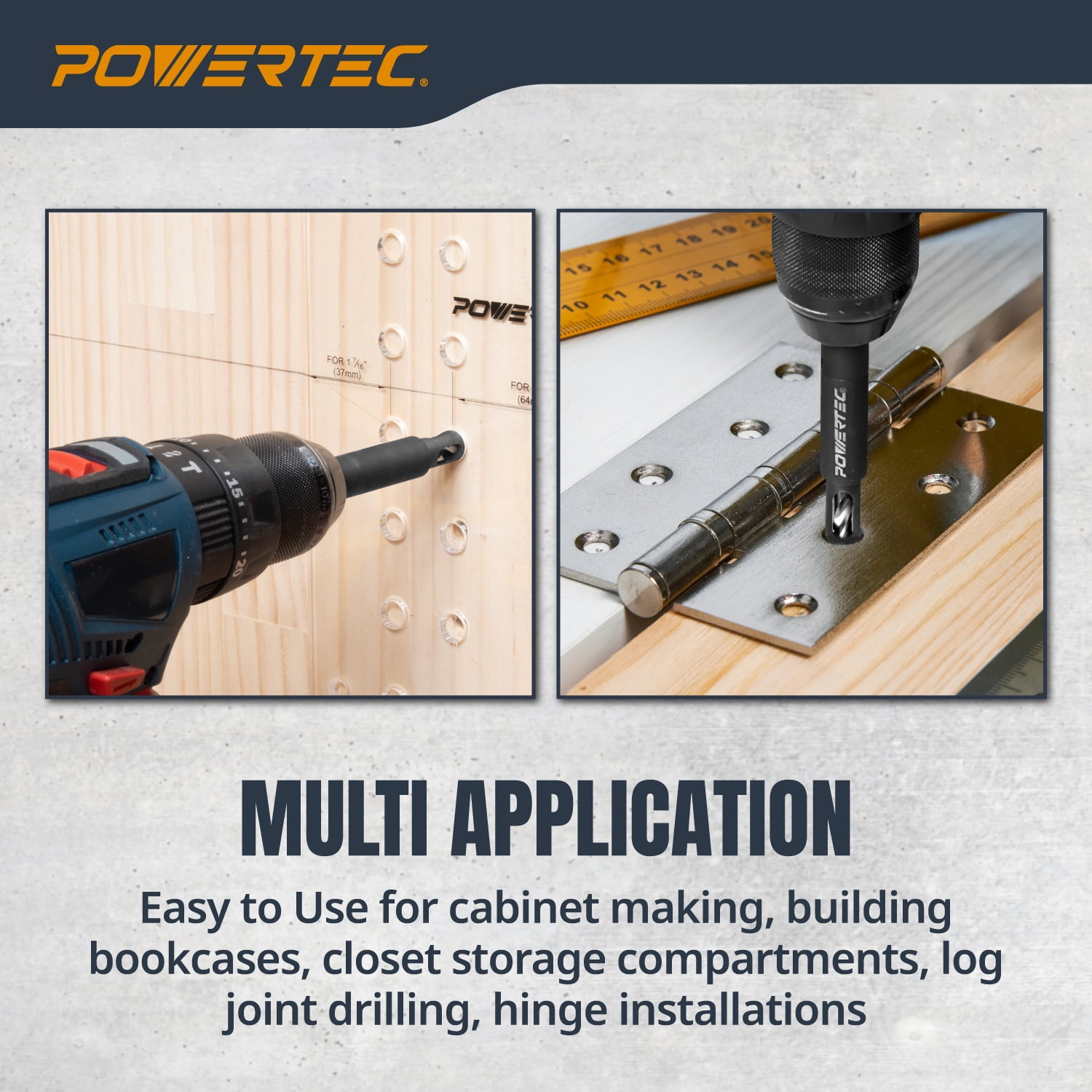 POWERTEC Shelf Pin Jig with 1/4" Self Pin Bit, Self Centering Drill Bit for 3/8' Holes (71653)