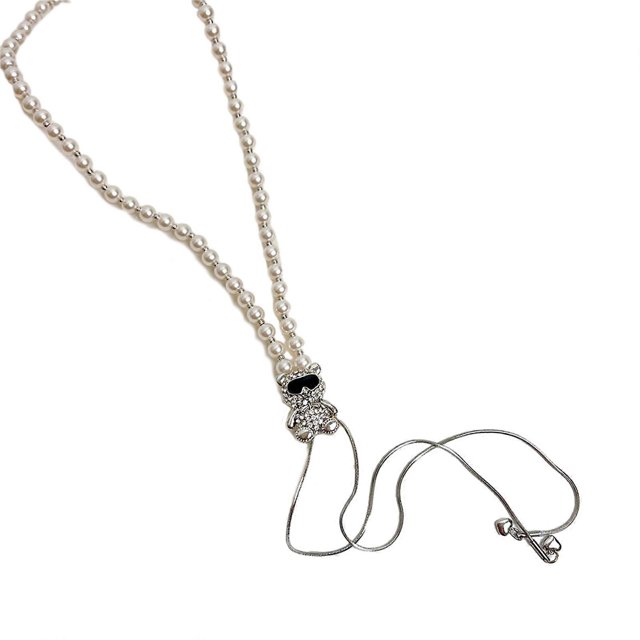 Fashion Trend Alloy Drawing Pearls Pendant Collarbone Chain Temperament Simple Cold Wind Adjustable Tassels Necklace