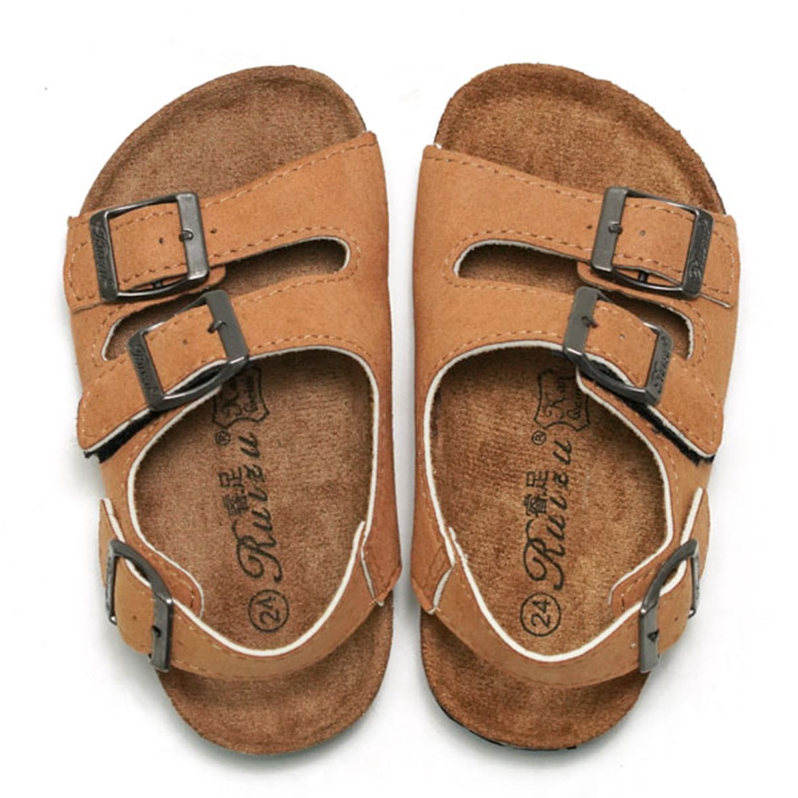 Kids Suede Clogs With Cork Footbed - Adjustable Buckle, Slip-Resistant, Comfy Toddler Sandals For Boys & Girls