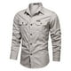 thumbnail image 1 of Camisa militar de algodón de color liso para hombre, otoño-invierno: manga larga con botones y doble bolsillo., 1 of 4
