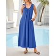 thumbnail image 2 of Merokeety womens 2026 summer boho ruched sleeveless tank dress with side pockets royalblue l, 2 of 4