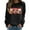 Black, variant on Womens Merry Print O Neck Sweatshirt Round Neck Fit Pullover Tops Casual Long Sleeve Workout Shirts Loose Blouse Cow Print Pullover