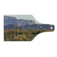 thumbnail image 1 of Saguaro Cutting Board, Arizona Desert Landscape with Cactus Mountain in Spring Evening Wilderness Picture, Tempered Glass Cutting and Serving Board, Wine Bottle Shape, Brown Green, by Ambesonne, 1 of 1