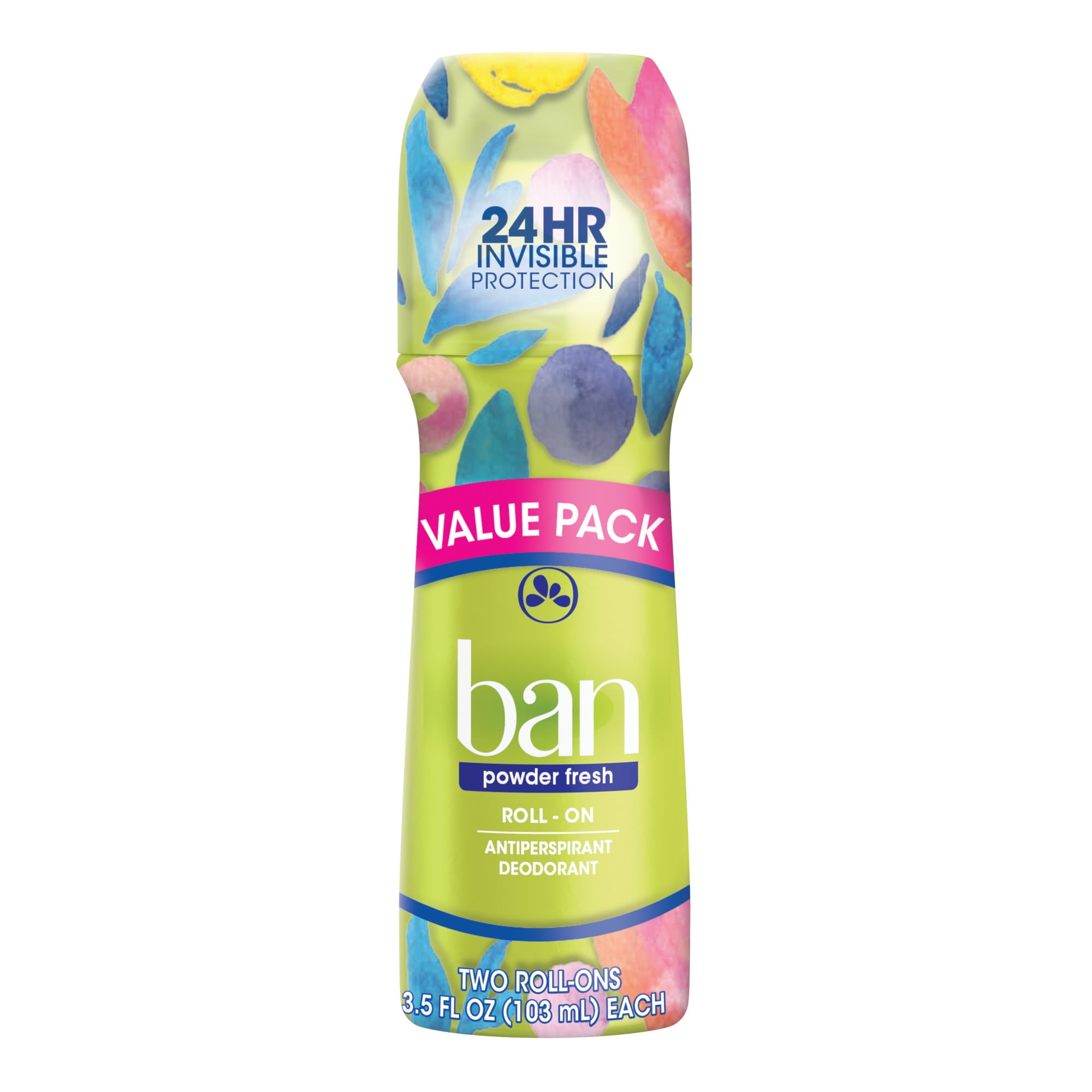 Ban Powder Fresh 24-hour Invisible Antiperspirant, Roll-on Deodorant for Women and Men, Underarm Wetness Protection, with Odor-fighting Ingredients, 3.5oz
