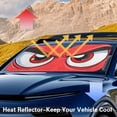 thumbnail image 3 of KUIFORTI Angry Eyes Windshield Sun Shade Foldable Car Front Window Covers for Car Accessories Sun Heat UV Rays Visor Protector Protection for Universal Cars SUV Truck, 3 of 5
