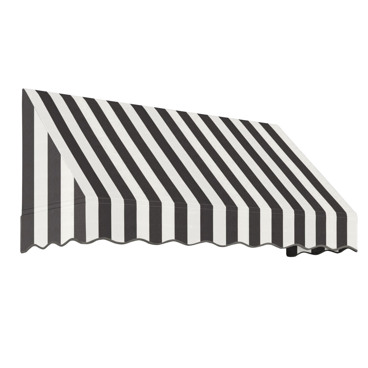 Awntech 8.38 Ft San Francisco Closed-Sided Fixed Awning Canopy (100.5in x 24in x 42in), Black/White Stripe