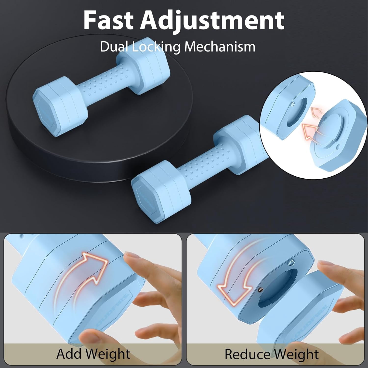 Adjustable Dumbbell Set of 2, 4 in 1 Free Weights Dumbbells Set, Hand Weights for Women at Home, 5 lb Dumbbells Set with Non-slip Comfort Handle for Home Gym Exercise Workout Training