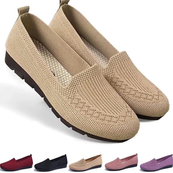 CHICVOMEY Breathable Knit Flats for Women Dress Shoes Comfortable Slip-on Flats Causal & Walking