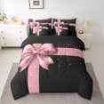 thumbnail image 2 of Homewish Glitter Romantic Bowknot Twin Bedding Sets 7-Piece, Black Pink Fashion Bedding Comforter Set, Couple Valentine's Day Reversible Sheet Sets, Luxury Bedroom Decor, 2 of 7