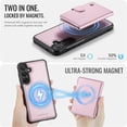 thumbnail image 4 of JEEHOOD Case For Samsung Galaxy S23 FE 5G, RFID Blocking Compatible With MagSafe Detachable 2 In 1 Wallet With Snap fastening Card Holder,PU Leather Case,Kickstand Magnetic Protective Cover,Pink, 4 of 8