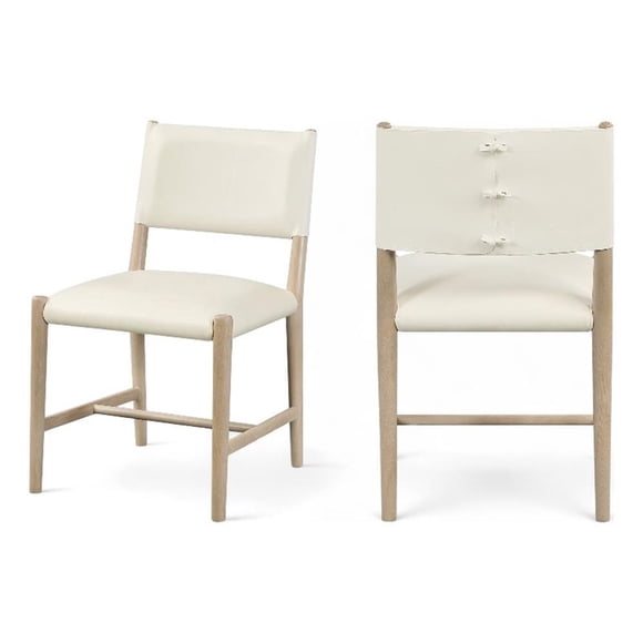 Meridian Furniture Chaise de Salle à Manger en Cuir Végétalien Crème Andie (Ensemble de 2)