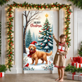 thumbnail image 3 of Decorative Design Christmas Banner with Red Car and Golden Retrievers for Holiday Celebration Winter Festive Event, 3 of 9
