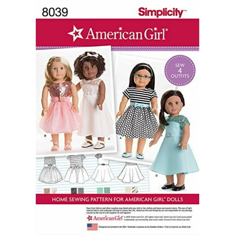 Simplicity Patterns American Girl Doll Clothes for 18 Inch Doll