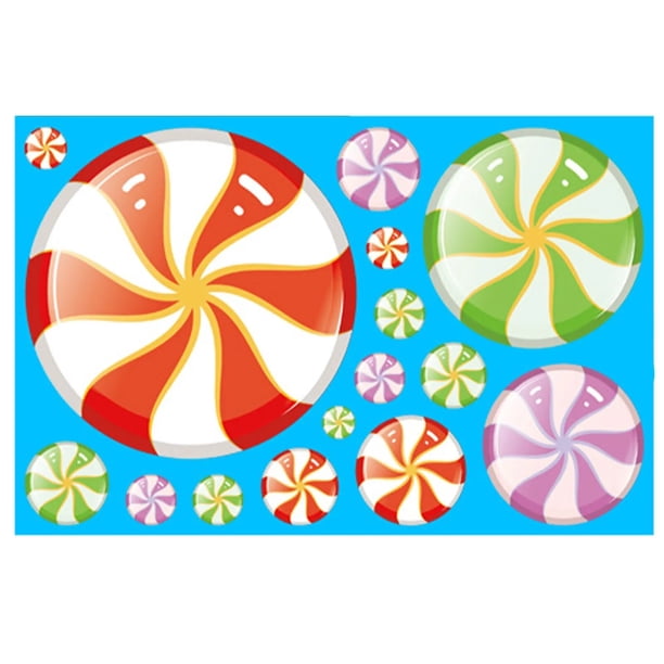 Pegatinas de dulces de Navidad autoadhesivas, calcomanías de hombre de jengibre, piruleta redonda, pegatina de bastón de caramelo para